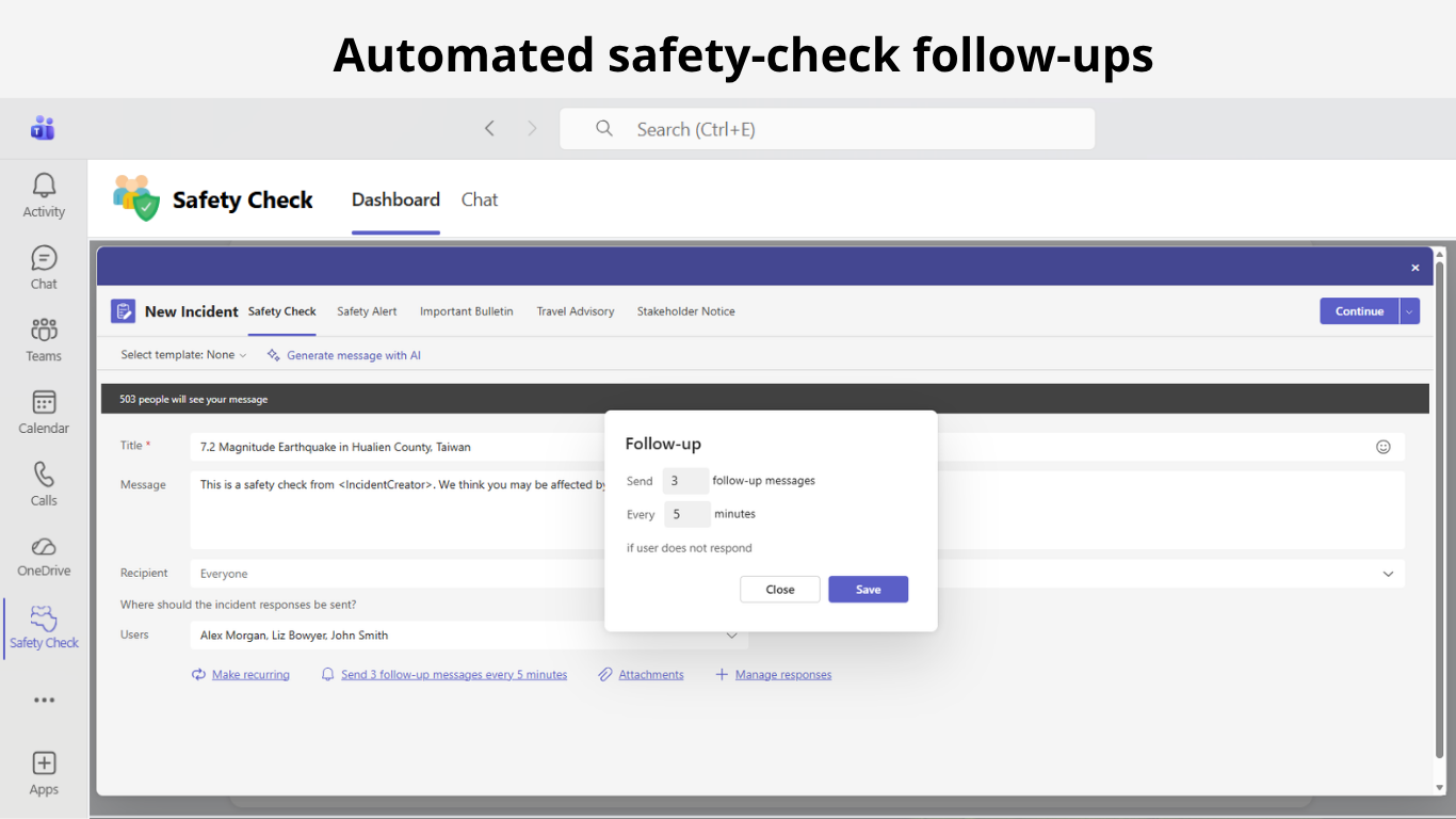 Automated safety-check follow-ups